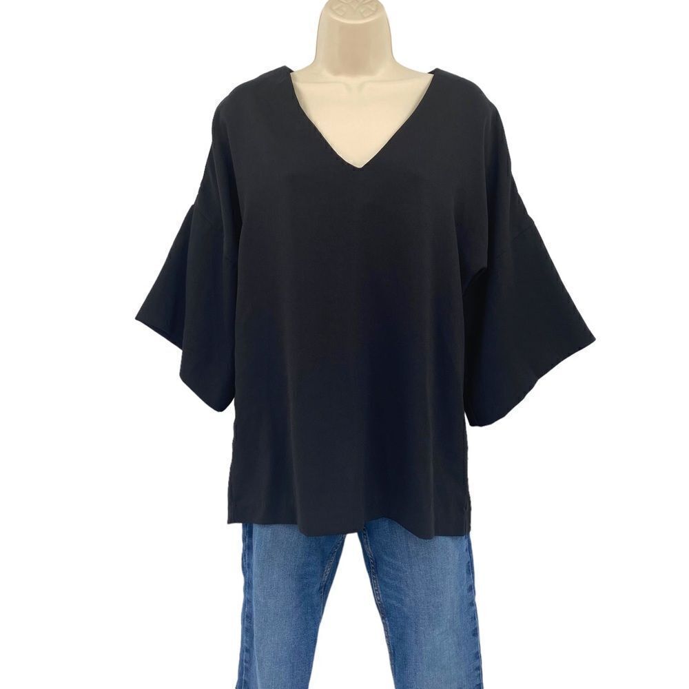 Lumiere Black Bell Sleeve Career Top Size S